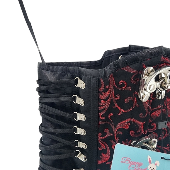 Bunny Corset Women's Calliope Underbust Corset Gothic Black/Maroon - Picture 3 of 12